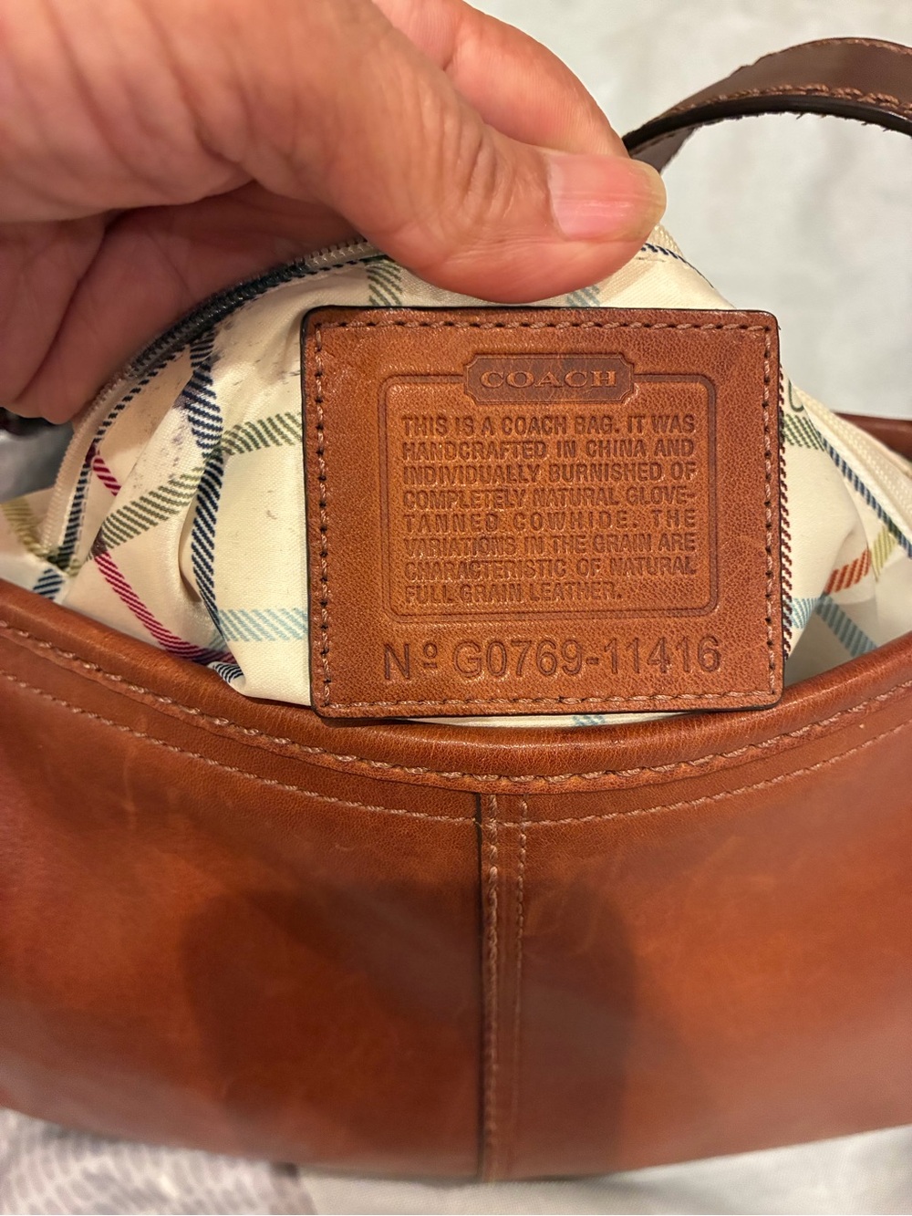 Coach Bleeker G0769-11416 Brown Glove Tanned Leather Shoulder Hobo Bag - Picture 7 of 8